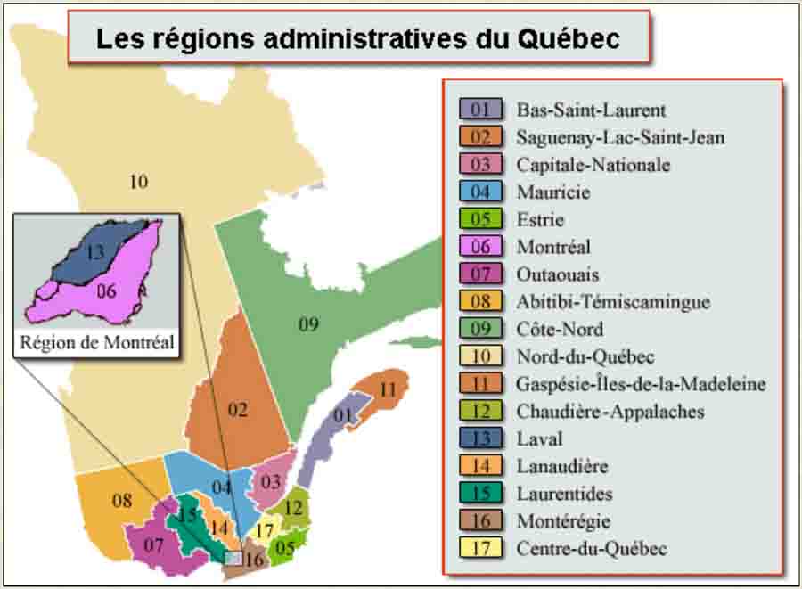 Régions Administratives du Québec 